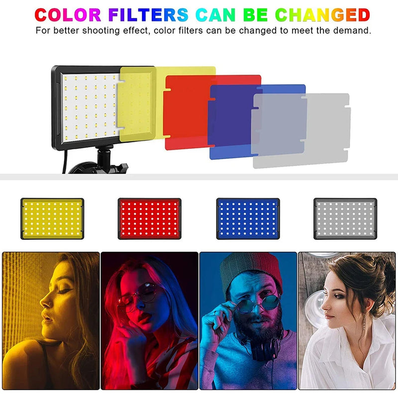Kit Tripé com 4 Cores de Iluminação LED - Photography Video com Filtros RGB