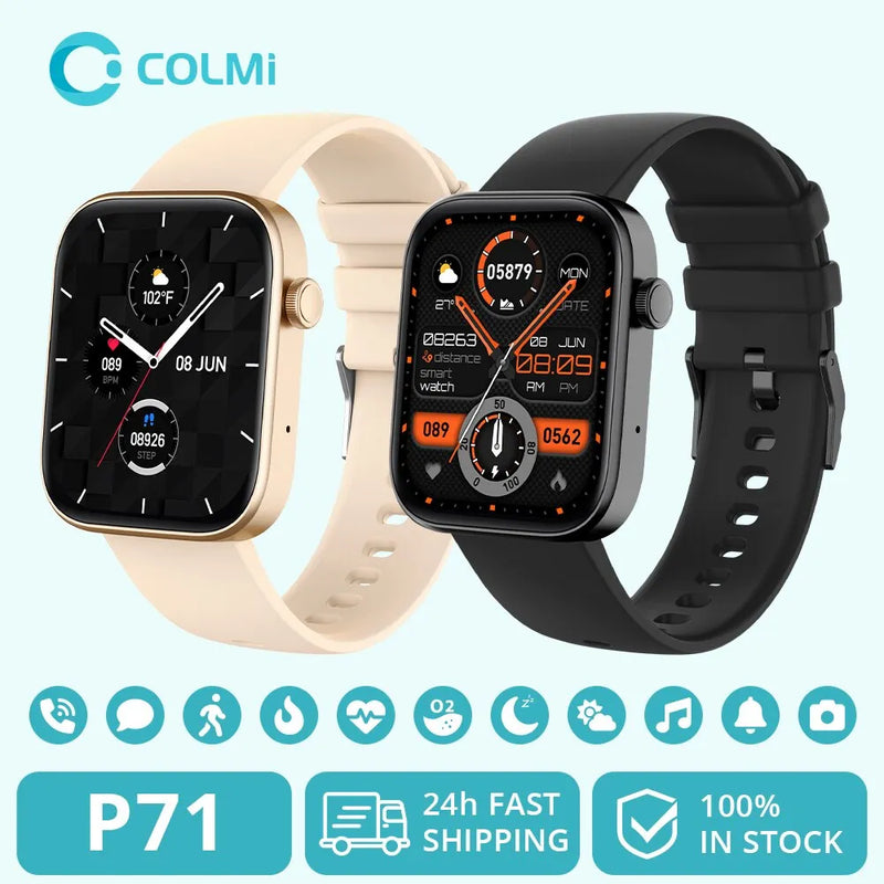 Smartwatch COLMI-P71 - Impermeável, Assistente de Voz & Notificação Inteligente